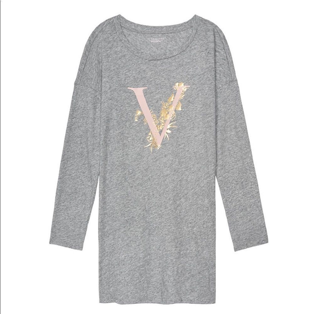 Victoria Secret Cotton Long Scoop-neck Light Weight Sleep-shirt - Picture 2 of 8